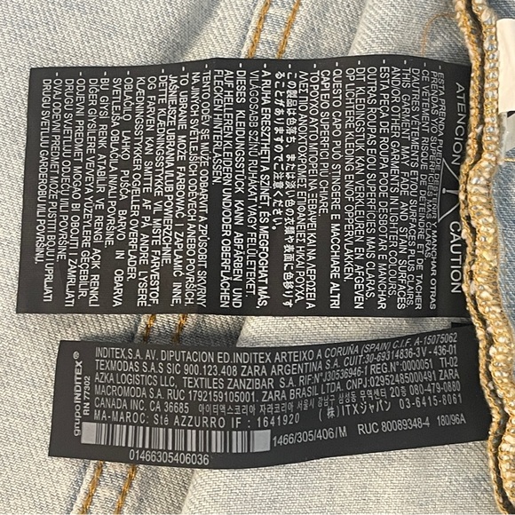 Zara Light Gray Denim Jacket w. Vibrant Designs -size M -NWT - Picture 6 of 6